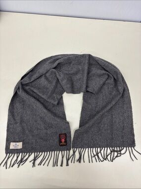 Summit Hill Soft Grey Cashmere-Blend Scarf with Subtle Fringe